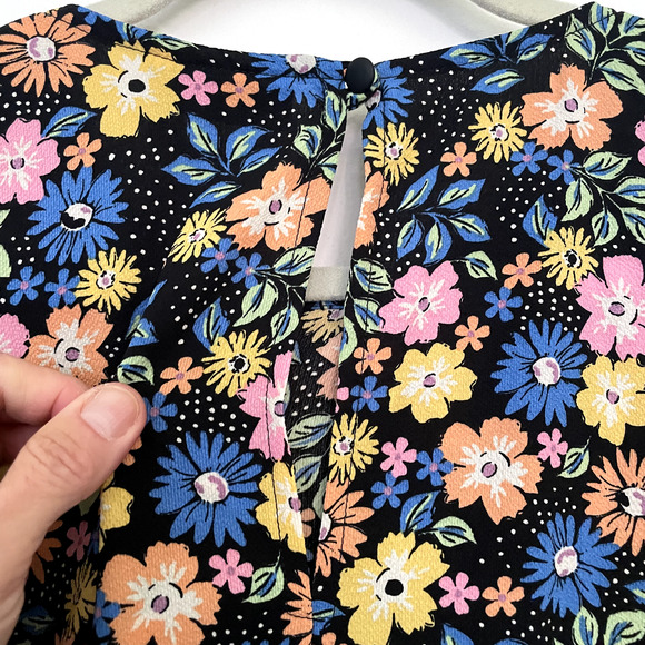 ASOS DESIGN Maternity short sleeve smock mini dress black floral & dot print US8 - Picture 5 of 6